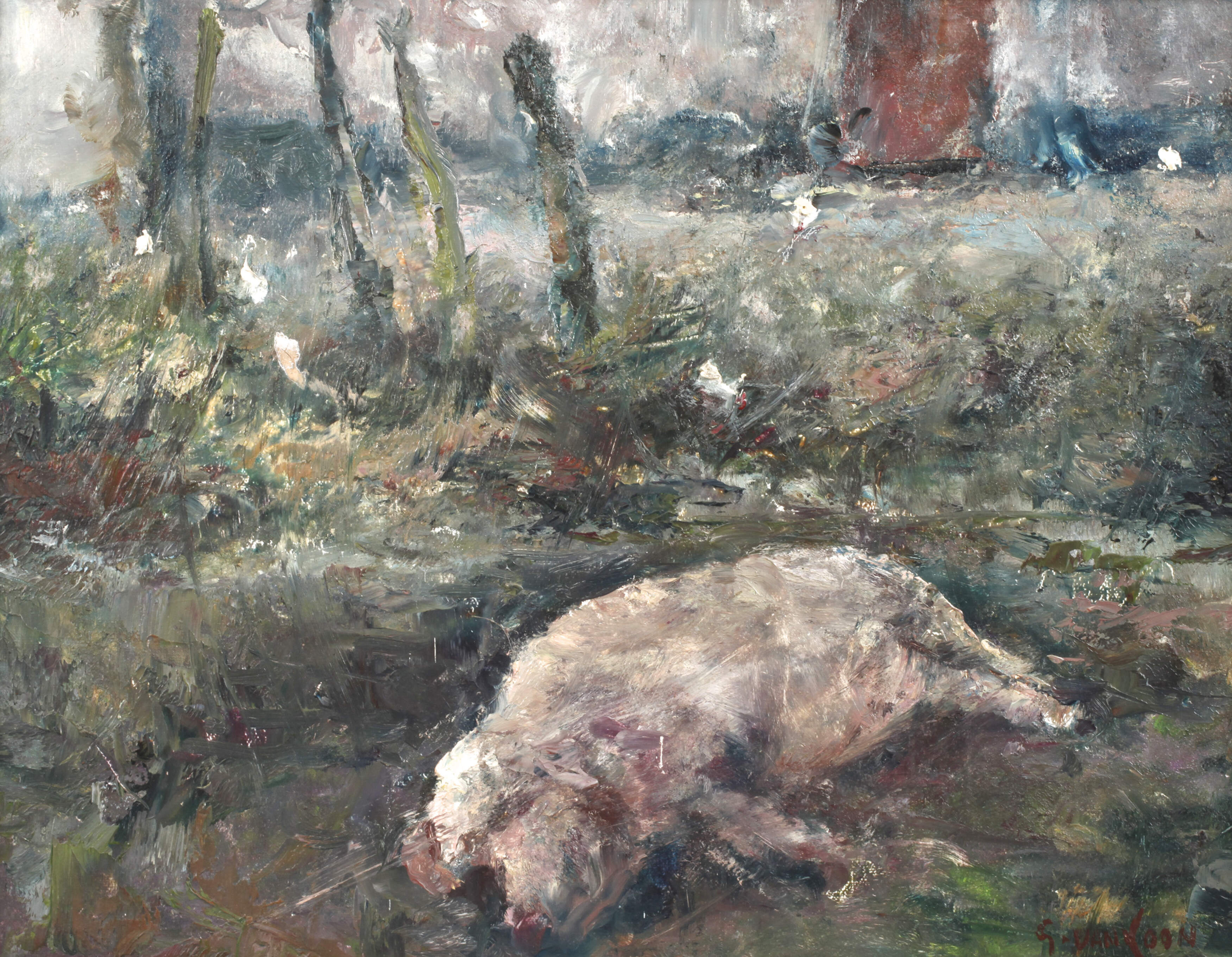 Gustaaf Van Loon, attr., Schlafendes Schwein