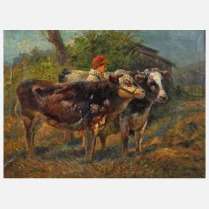 Gustav Prucha, Hirtin mit Kühen