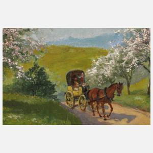 Ernst Zimmer, attr., Postkutsche auf der Landstraße