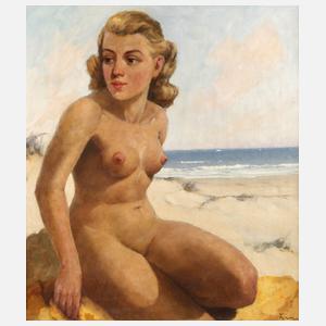 Mädchenakt am Meeresstrand