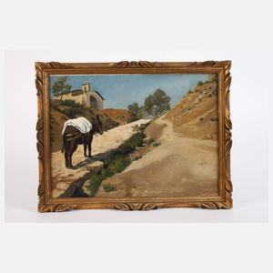 Griechische Landschaft mit Esel