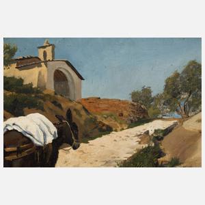 Griechische Landschaft mit Esel