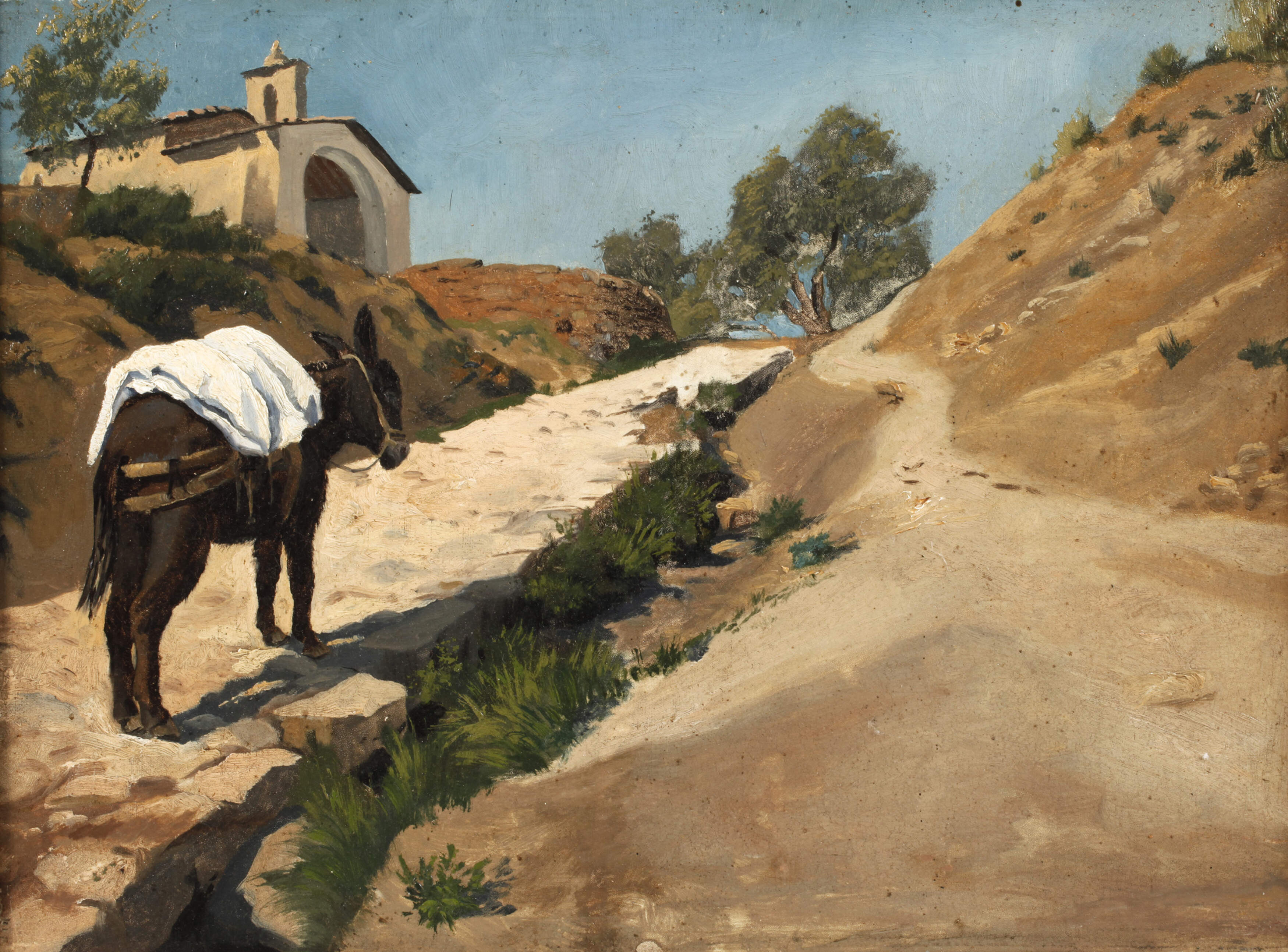 Griechische Landschaft mit Esel