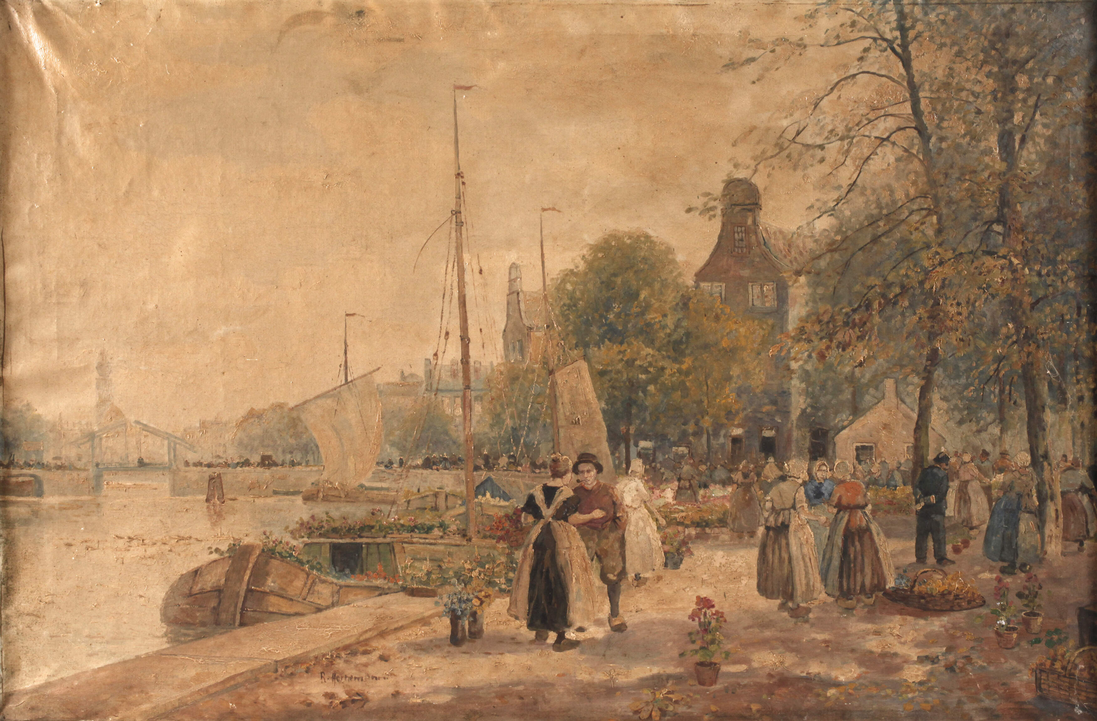 R. Hornemann, Holländischer Blumenmarkt am Kai