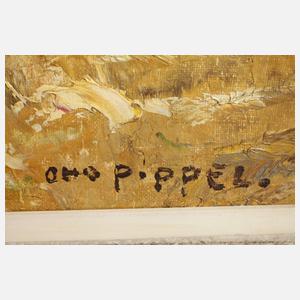 Otto Pippel, Erntelandschaft mit Heugarben