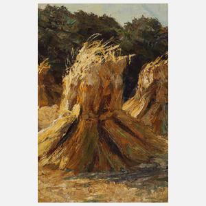 Otto Pippel, Erntelandschaft mit Heugarben