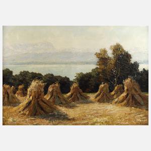 Otto Pippel, Erntelandschaft mit Heugarben