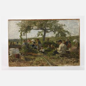 Erntehelfer bei der Hopfenernte