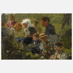 Erntehelfer bei der Hopfenernte