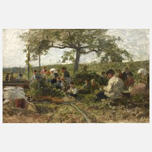 Erntehelfer bei der Hopfenernte