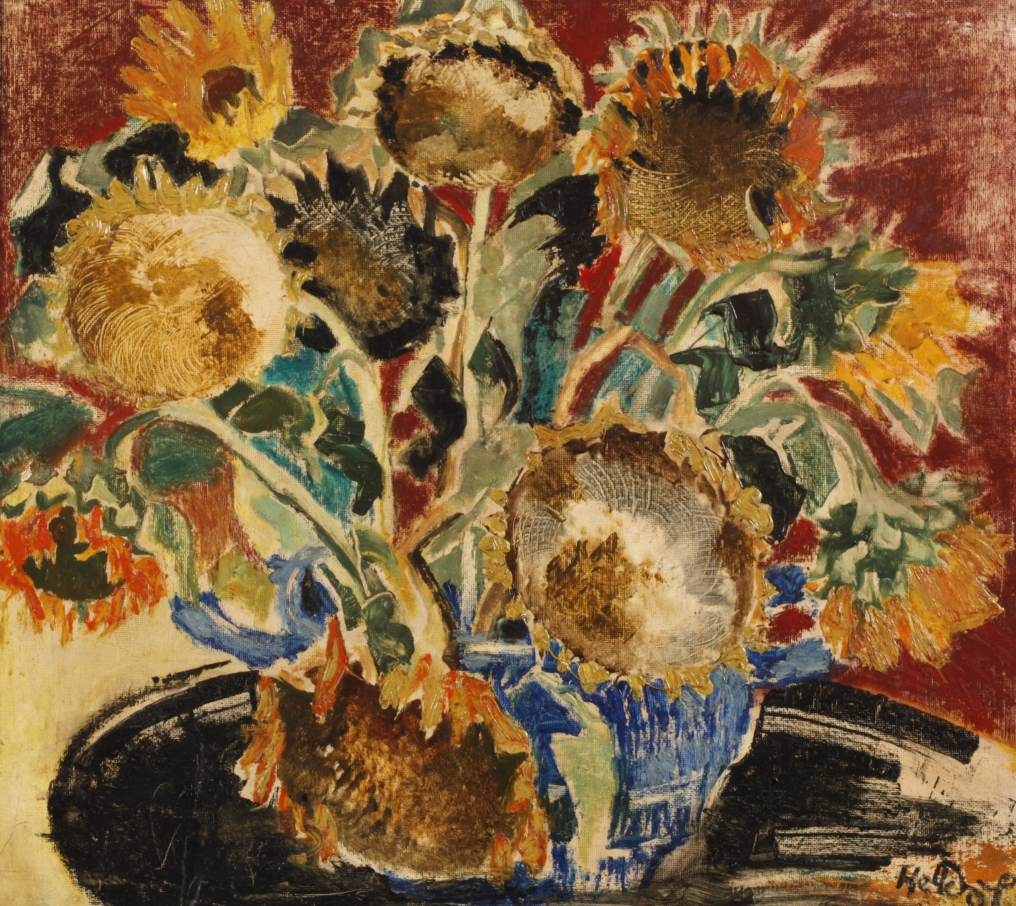 Expressives Sonnenblumenstillleben