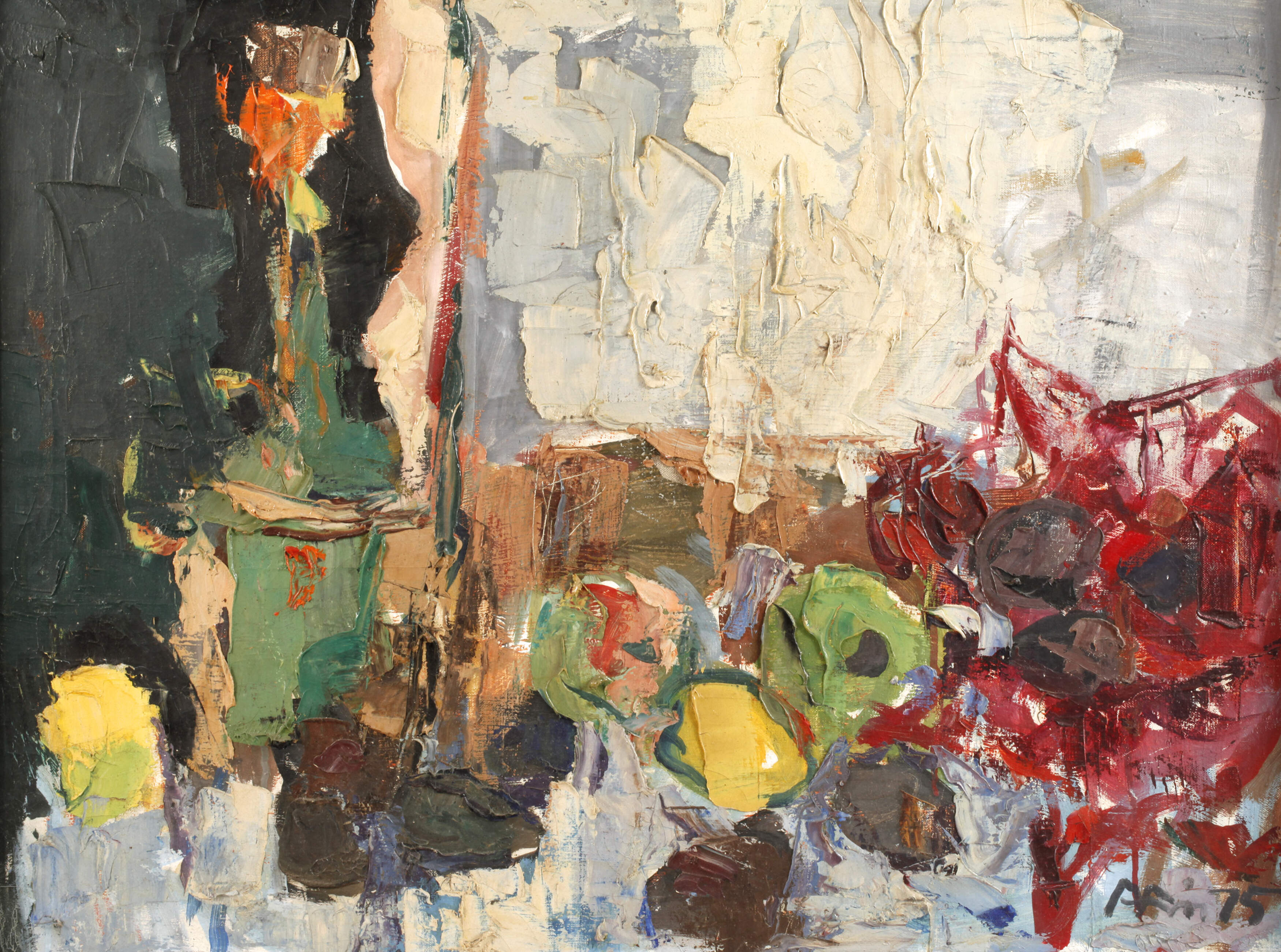 Arnold Fritz, Früchtestillleben mit Weinflasche