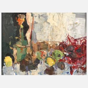 Arnold Fritz, Früchtestillleben mit Weinflasche