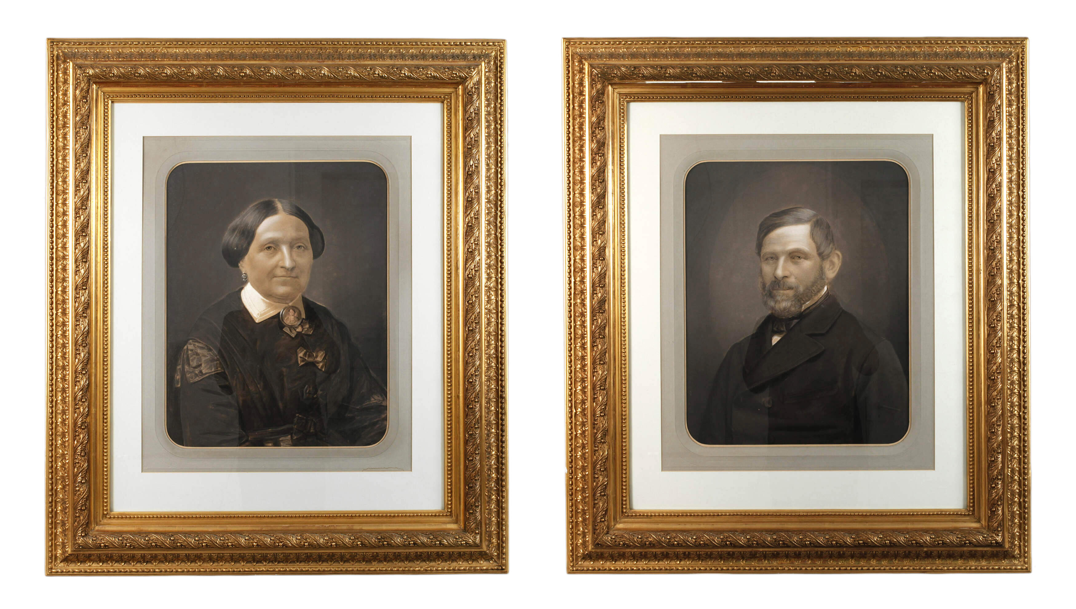 Paar große Goldstuckleisten Spätbiedermeier