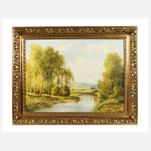 Goldstuckleiste Jugendstil mit Landschaft