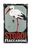 Emailleschild Storch Maccaroni