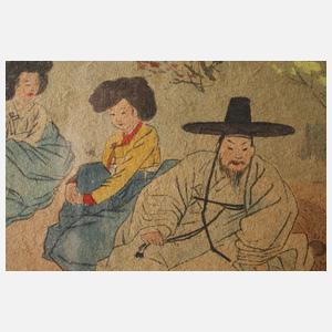 Aquarellierter Holzschnitt