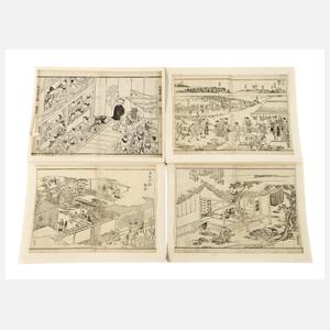 Vier japanische Holzschnitte