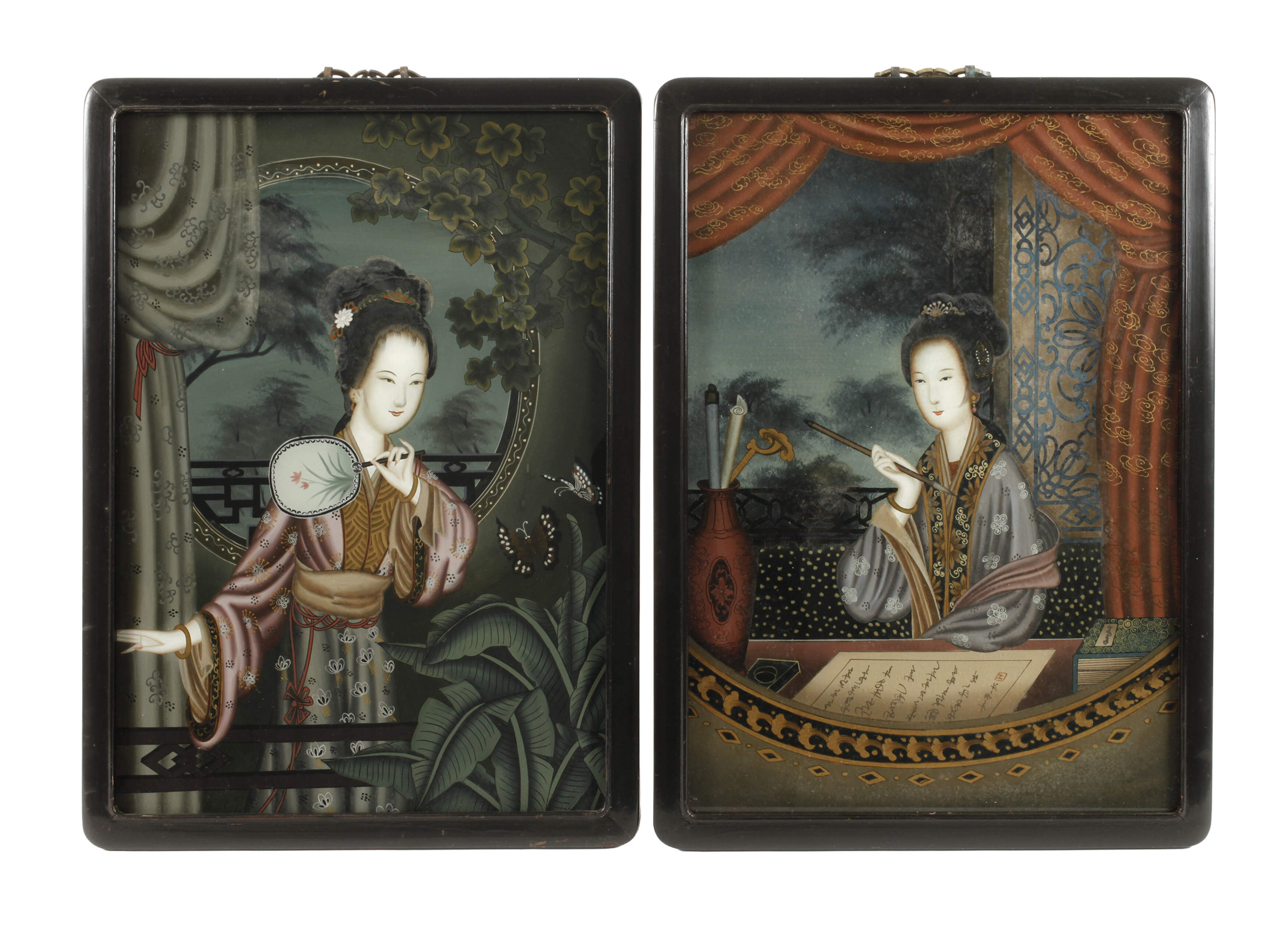 Zwei chinesische Hinterglasbilder