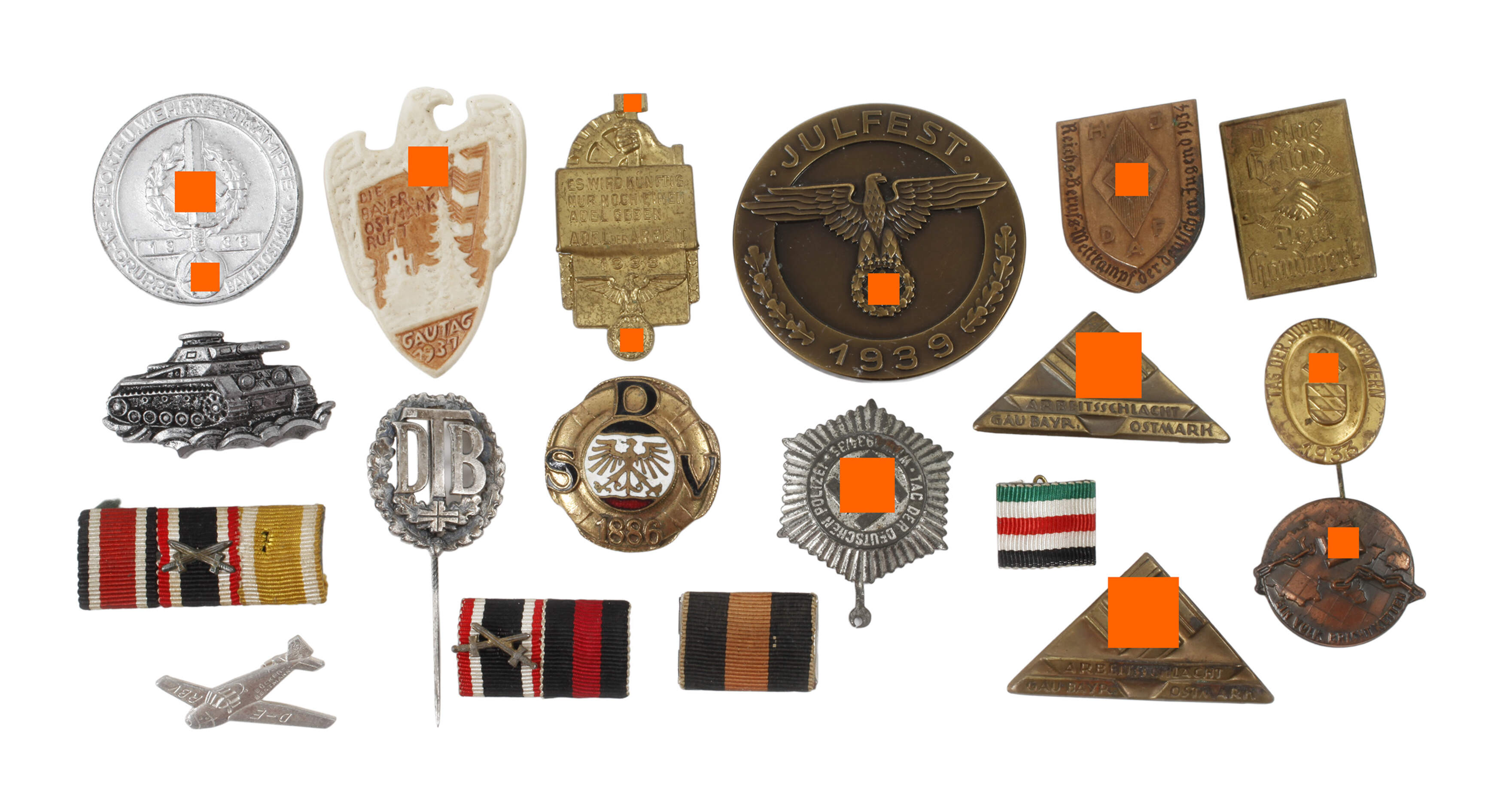 Plakette Julfest und Konvolut Kleinabzeichen