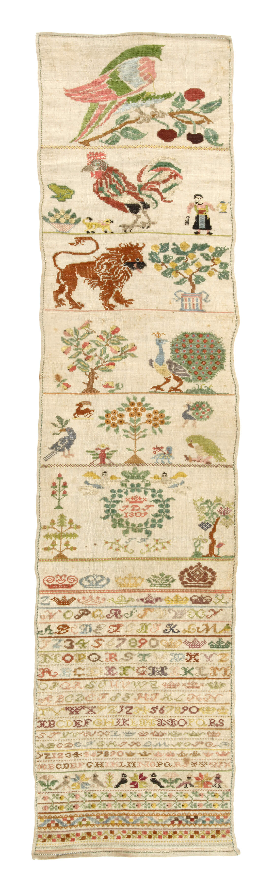 Langes barockes Stickmustertuch