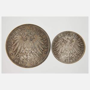 Zwei Silbermünzen Sachsen