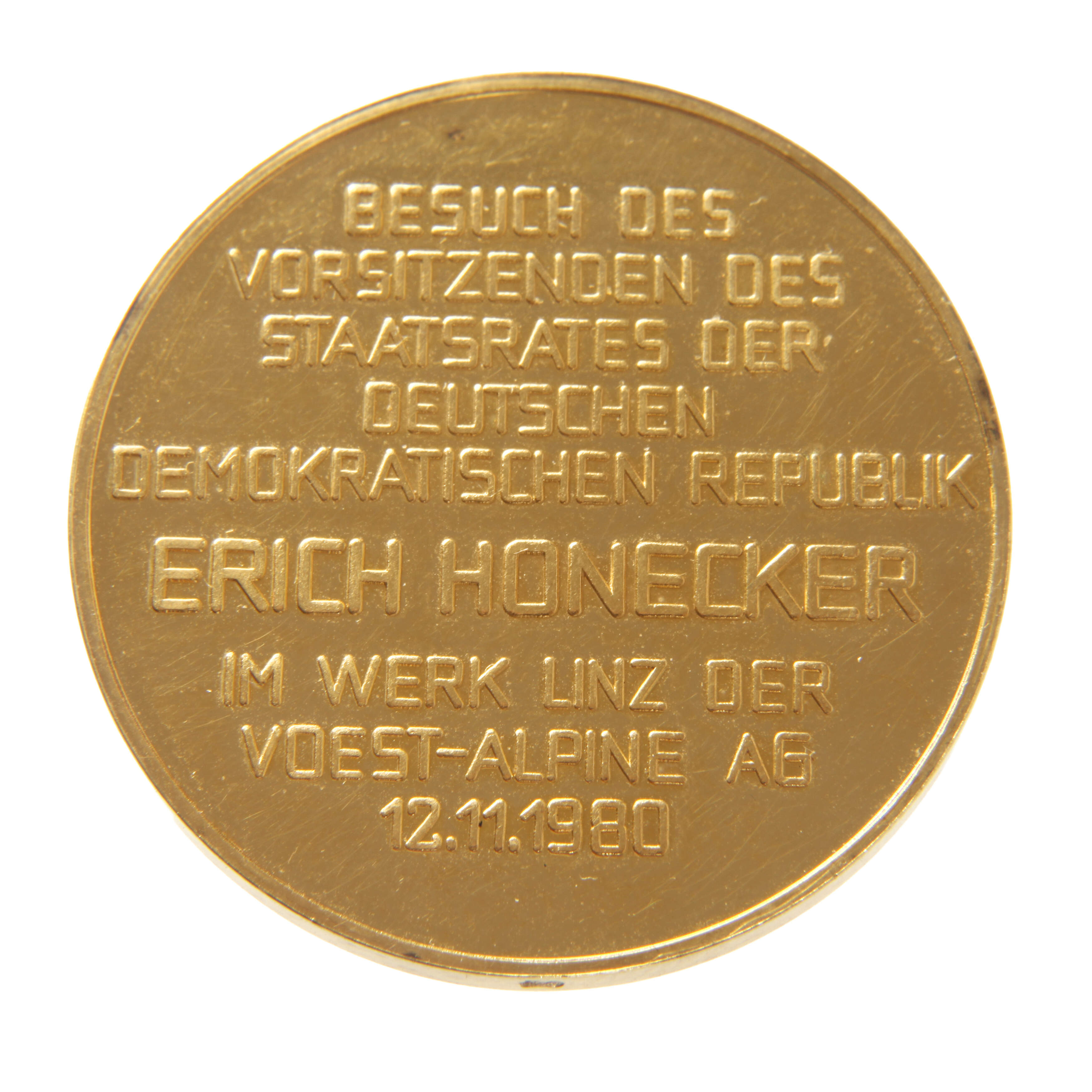 Goldmedaille Staatsbesuch Erich Honecker in Linz