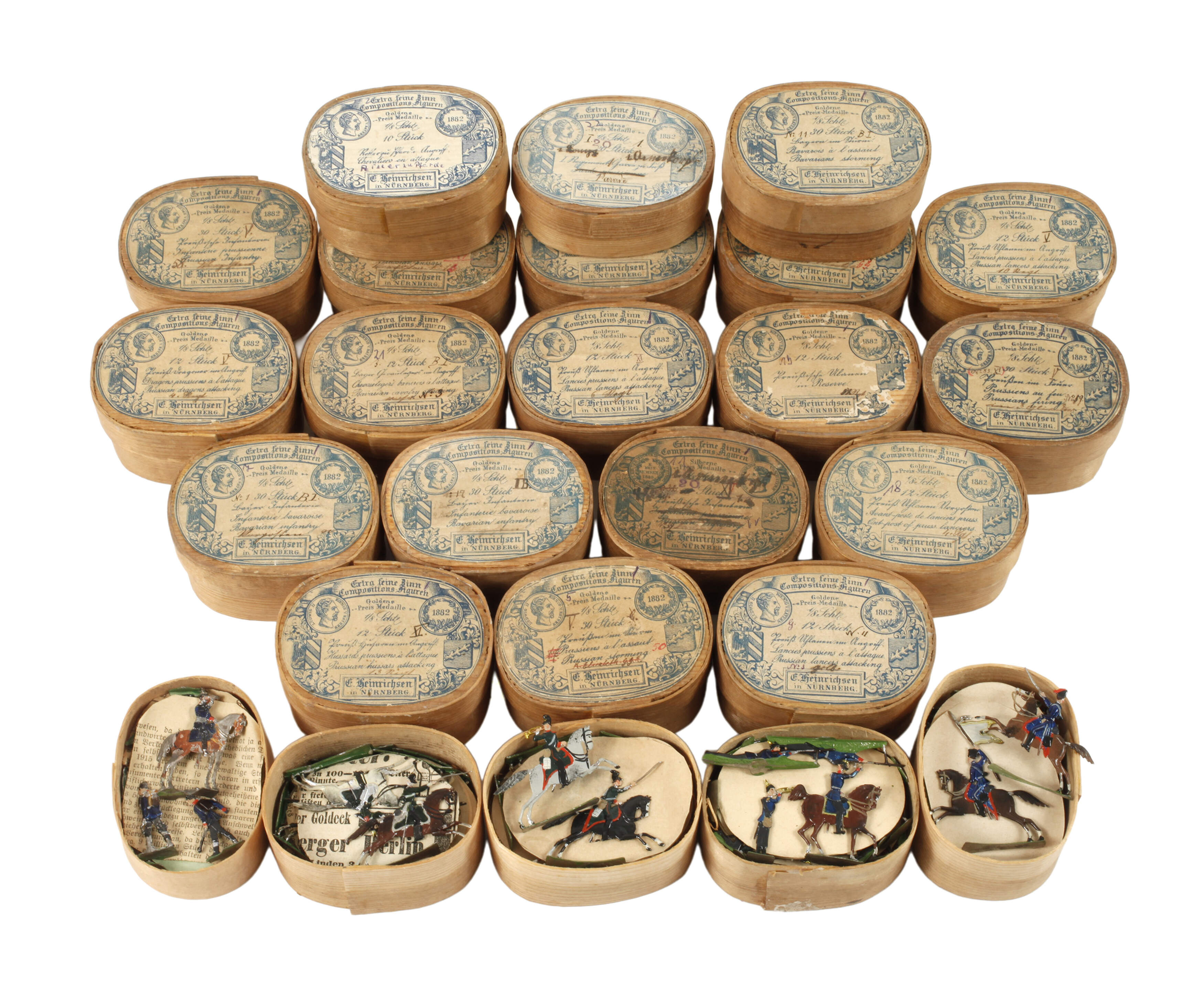 Großes Konvolut Zinnsoldaten in Spanschachteln