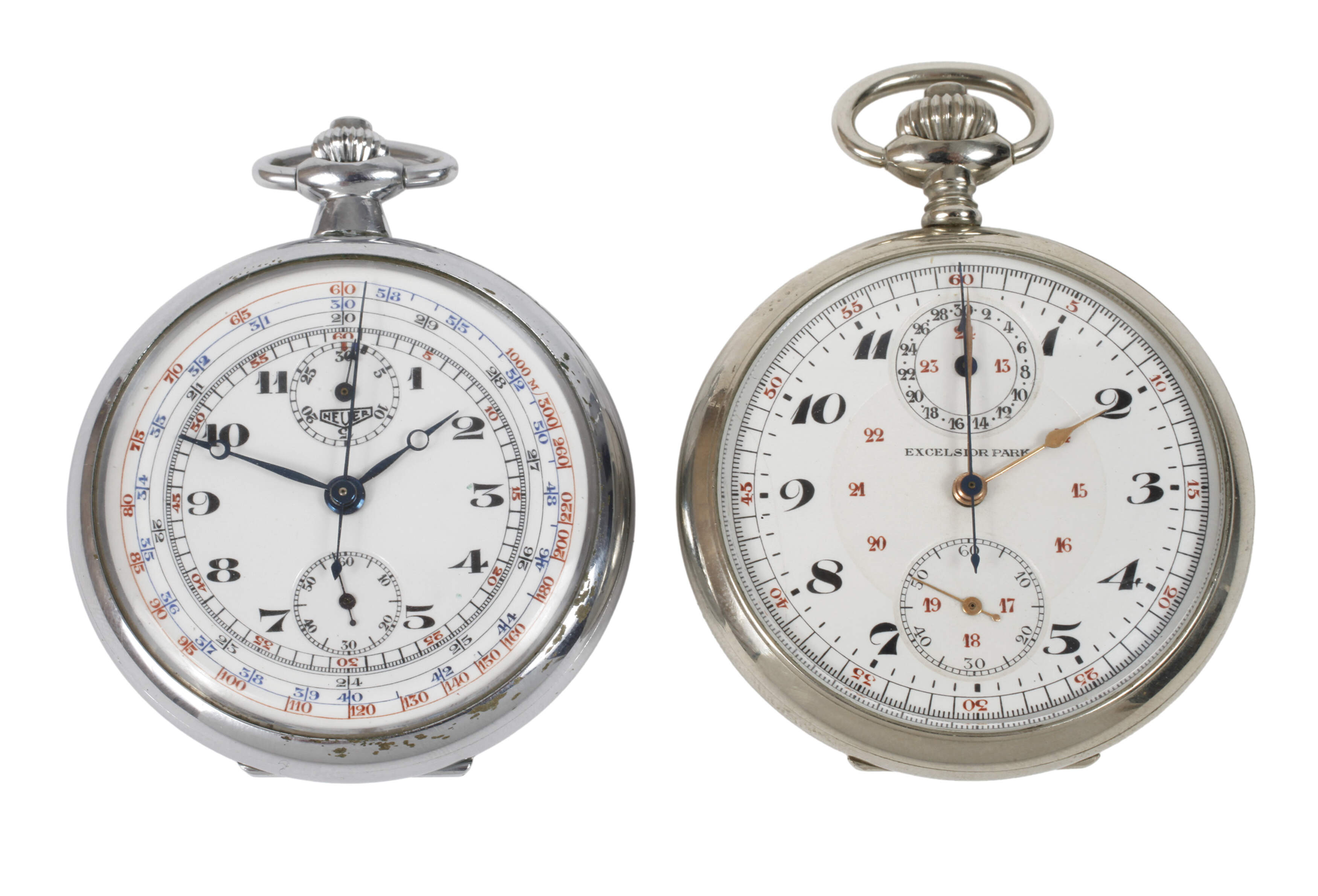 Zwei Taschenuhren mit Chronograph