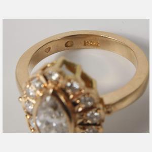 Damenring mit Diamantnavette von ca. 1,5 ct