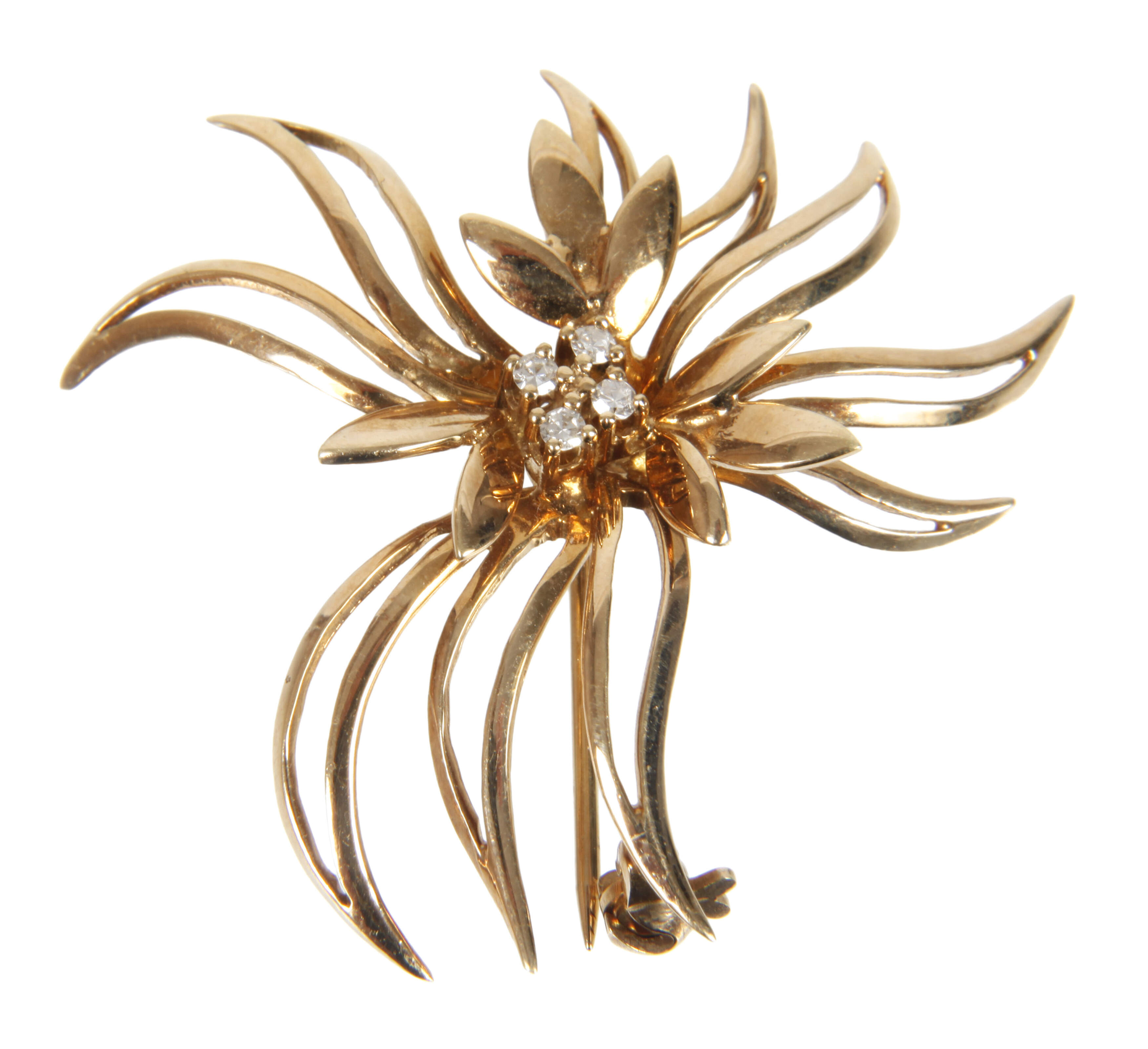 Blütenbrosche mit Diamanten