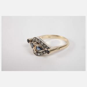 Damenring mit Saphiren und Diamanten