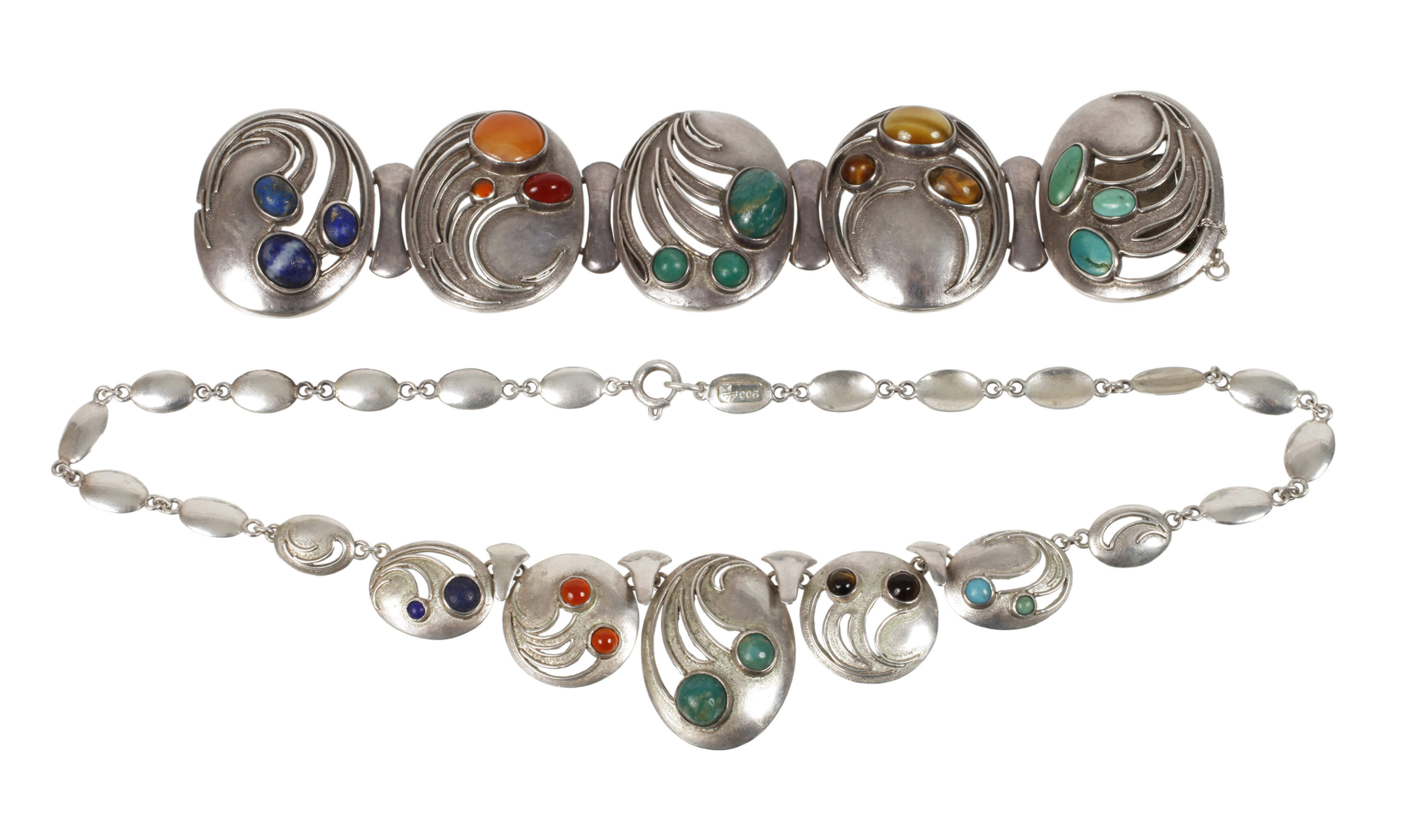 Armband und Collier mit Steinbesatz