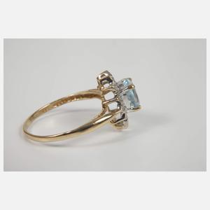 Damenring mit Blautopas und Diamanten