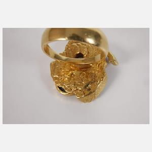 Ausgefallener Damenring mit Opal und Brillant