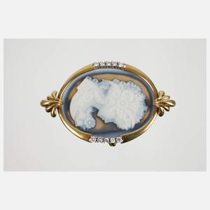 Brosche mit Achatkamee und Brillanten