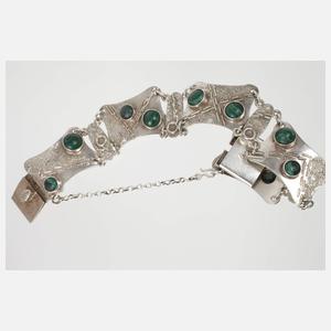 Silberarmband mit Malachiten