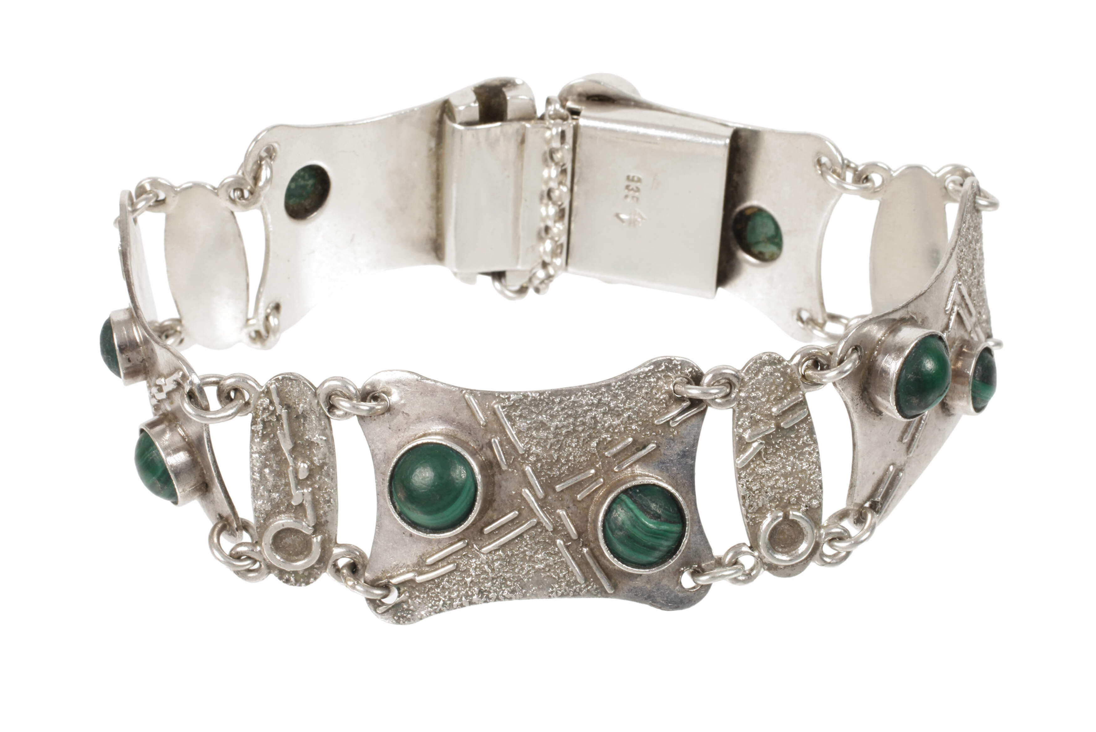 Silberarmband mit Malachiten