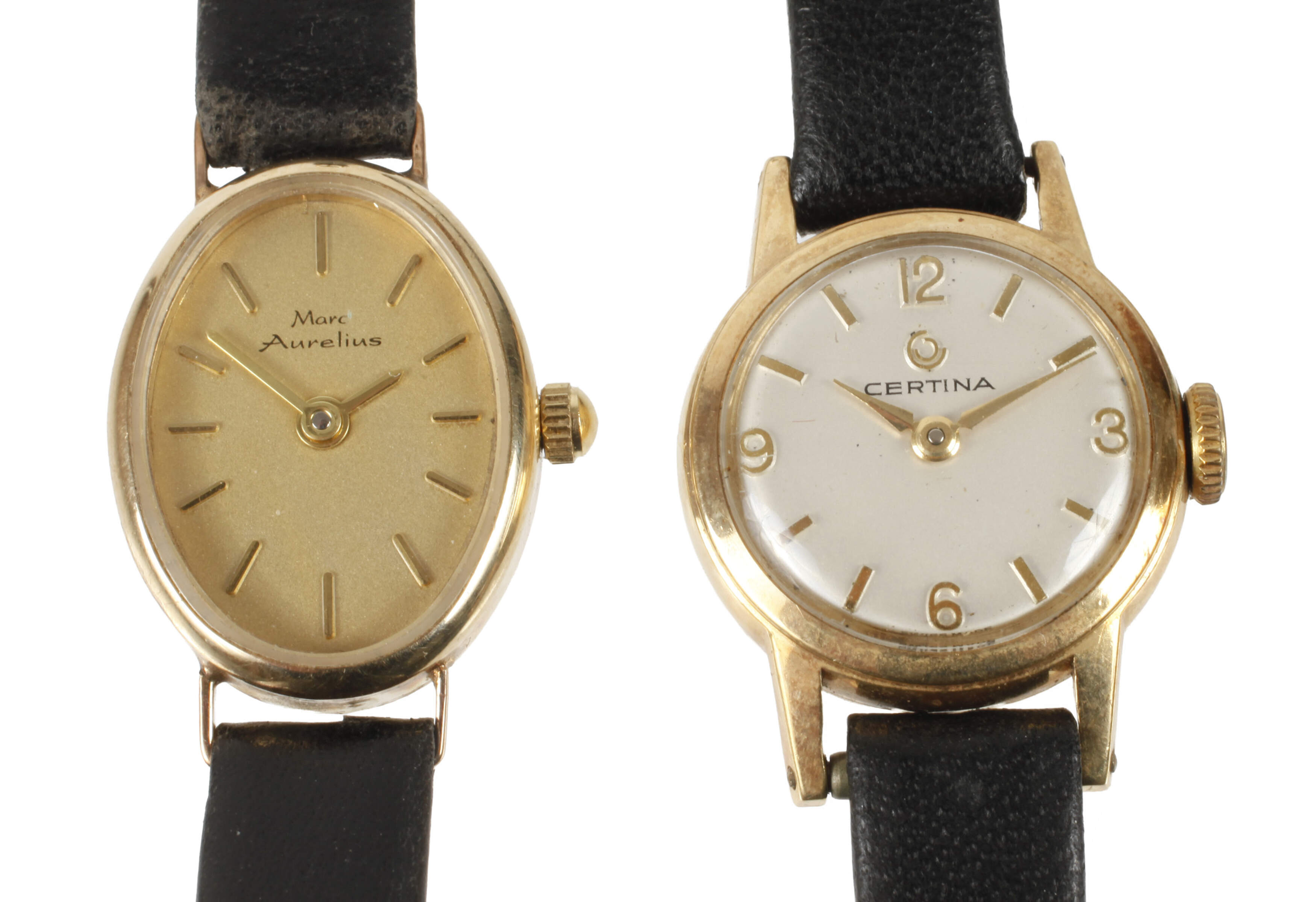 Zwei Damenuhren Gold