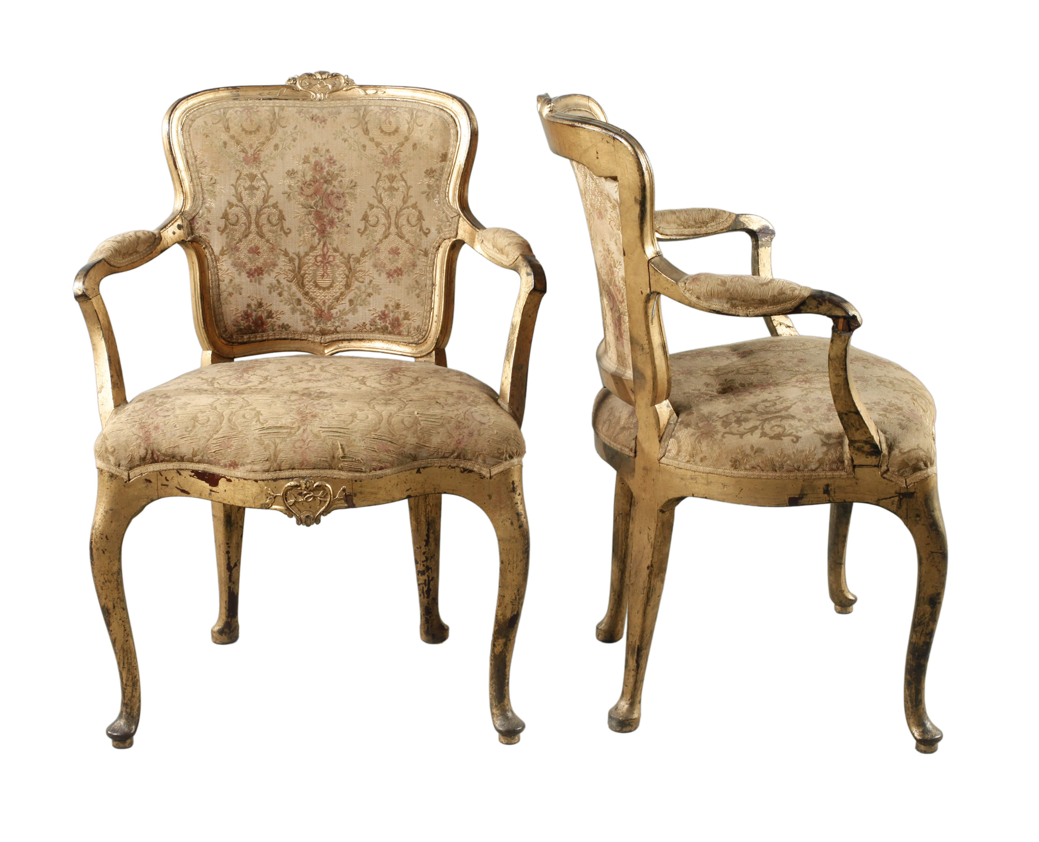 Paar vergoldete Sessel im Louis XV.-Stil