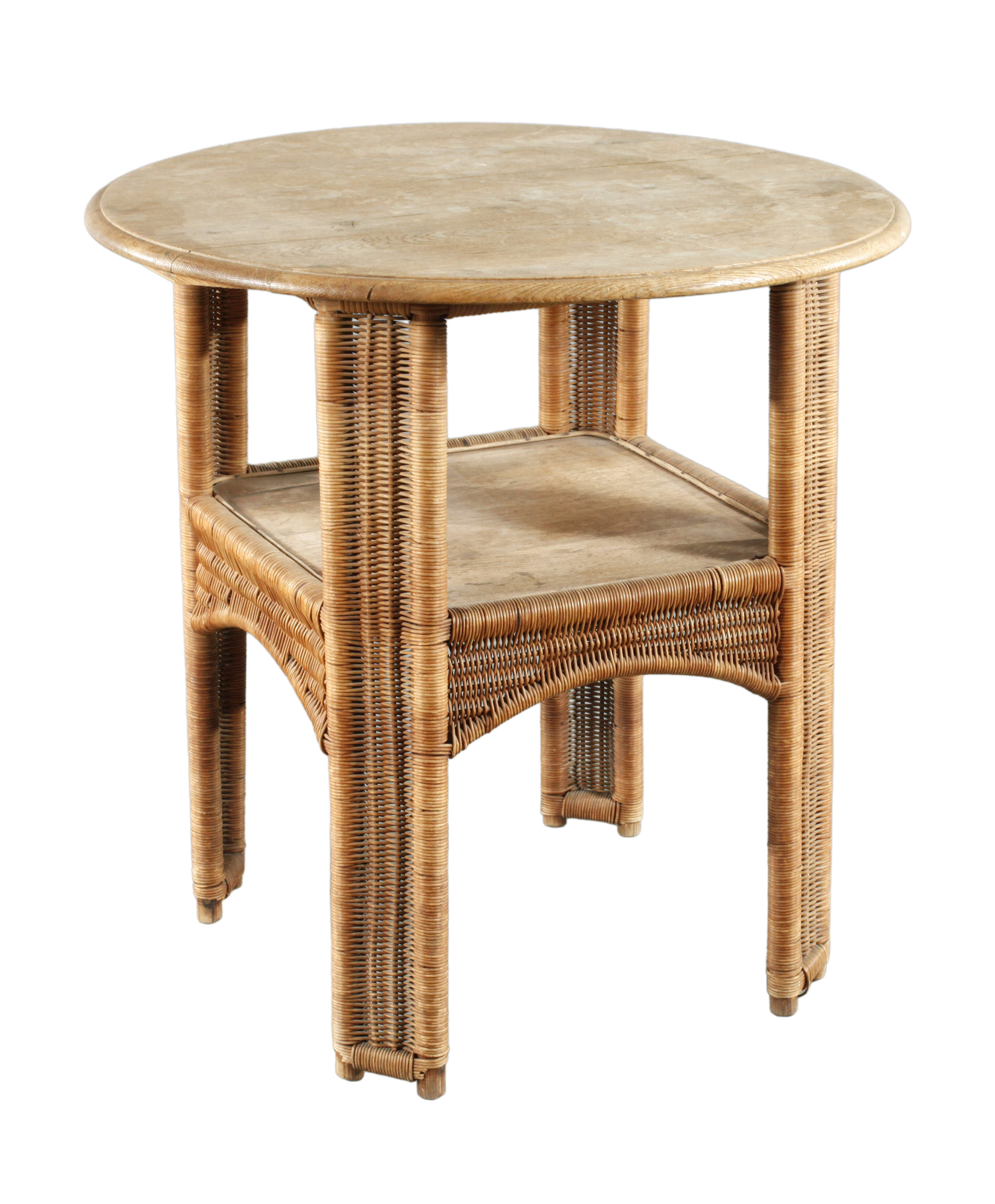 Beistelltisch mit Korbgeflecht