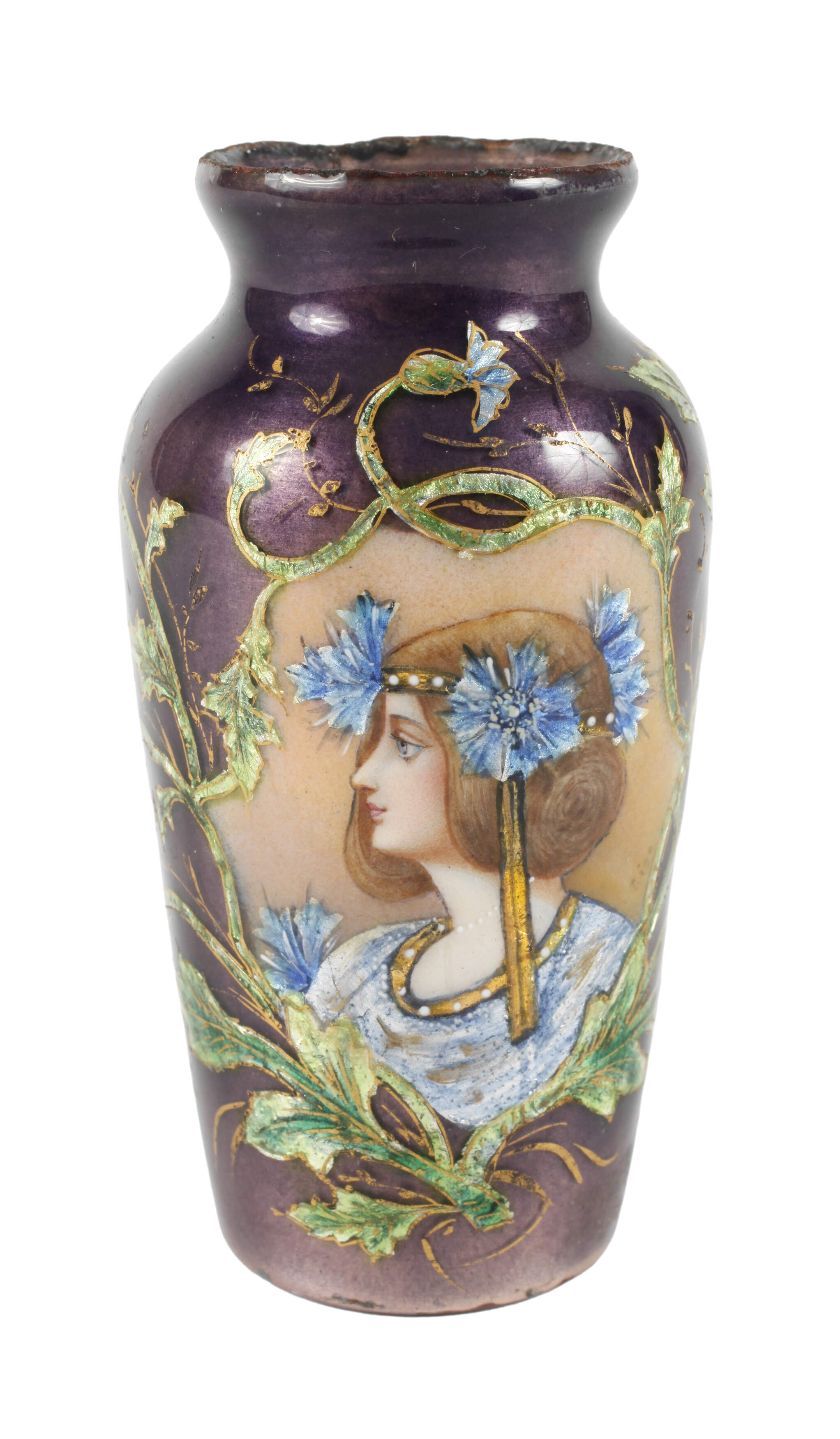 Miniaturvase mit Emaillemalerei