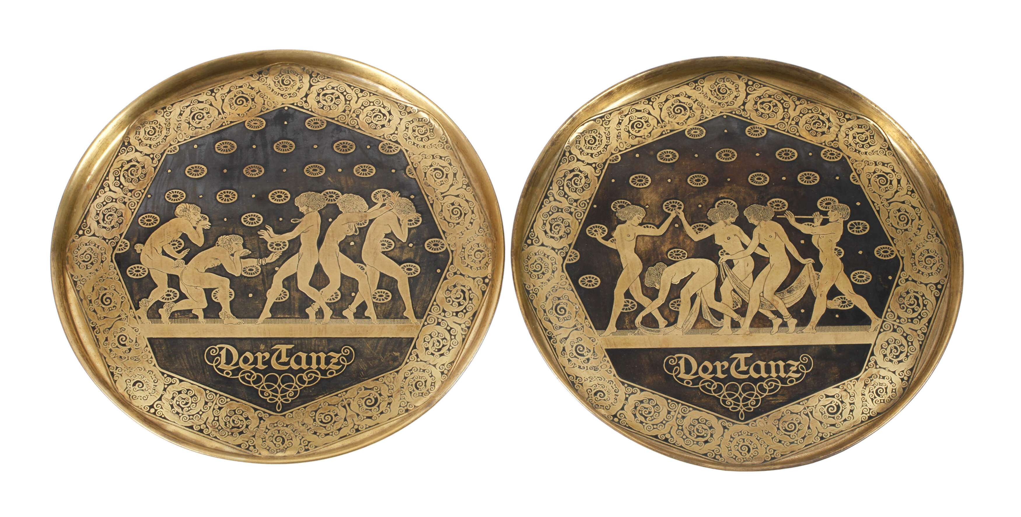 Paar Münchener Jugendstilteller "Der Tanz"