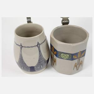 Zwei Westerwalder Bierkrüge Jugendstil