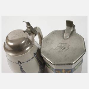 Zwei Westerwalder Bierkrüge Jugendstil