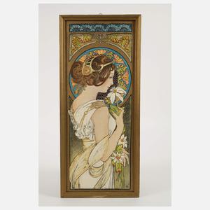 Drei Gemälde nach Alphons Mucha