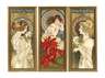 Drei Gemälde nach Alphons Mucha