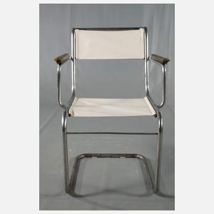 Paar Freischwinger Stahlrohr