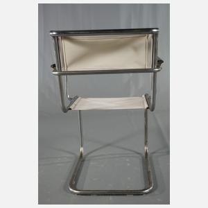 Paar Freischwinger Stahlrohr