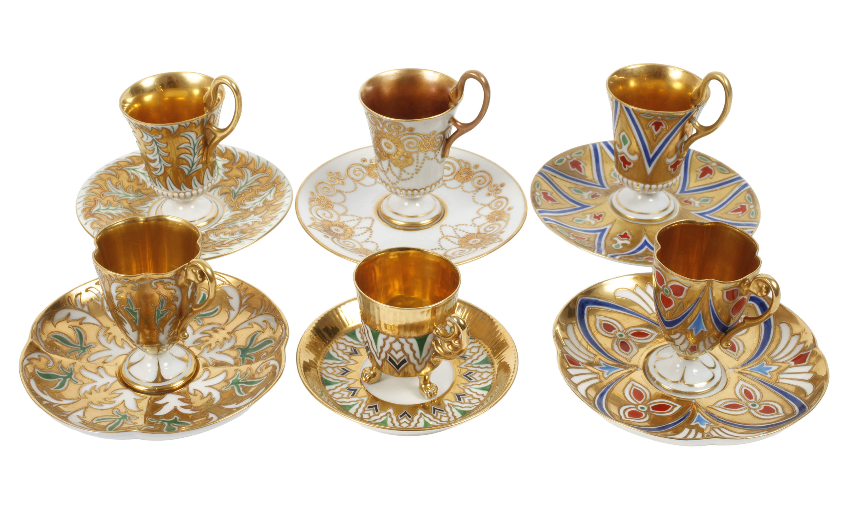 Fraureuth Konvolut prunkvolle Mokkatassen